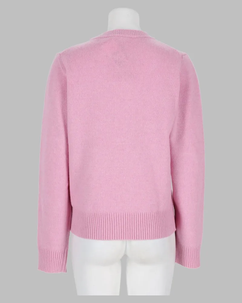 Ganni Crab Graphic Wool Sweater — Pink Pink