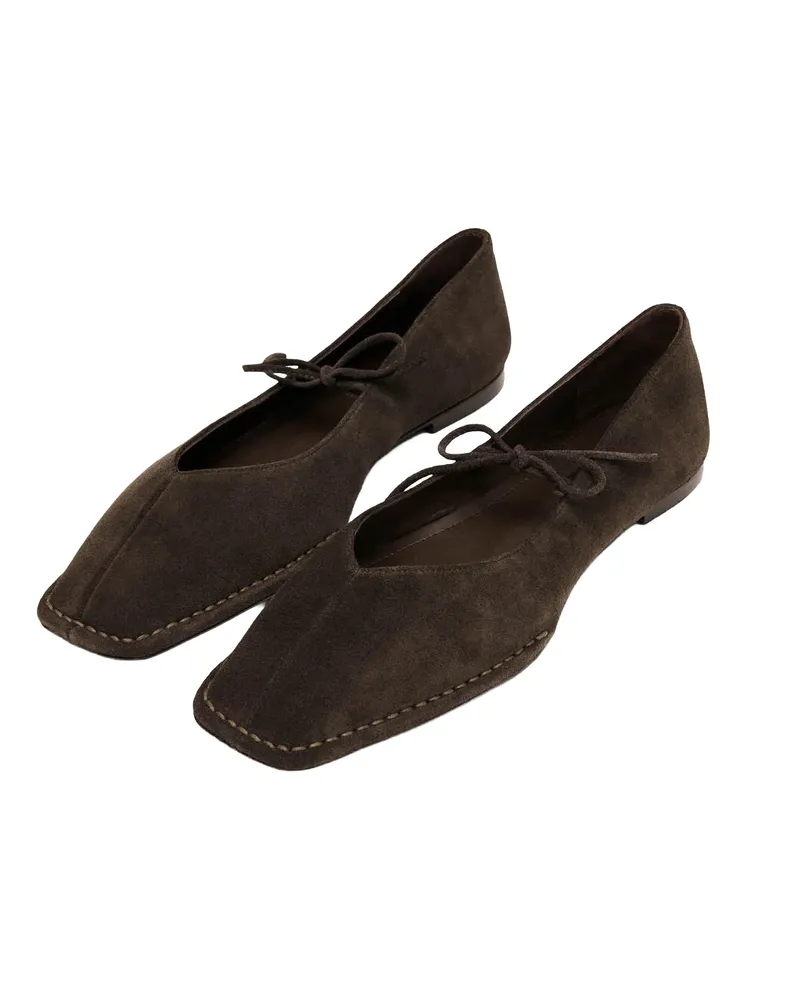 Alohas Women's Ballet Flats Sway Suede Coffee Brown Upper Brown