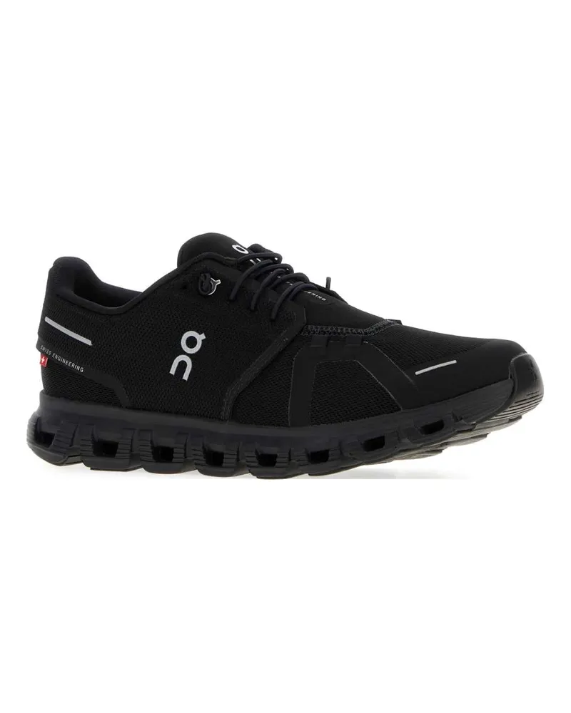 ON Men's Black Mesh Cloud 6 Sneakers Blackblack Black