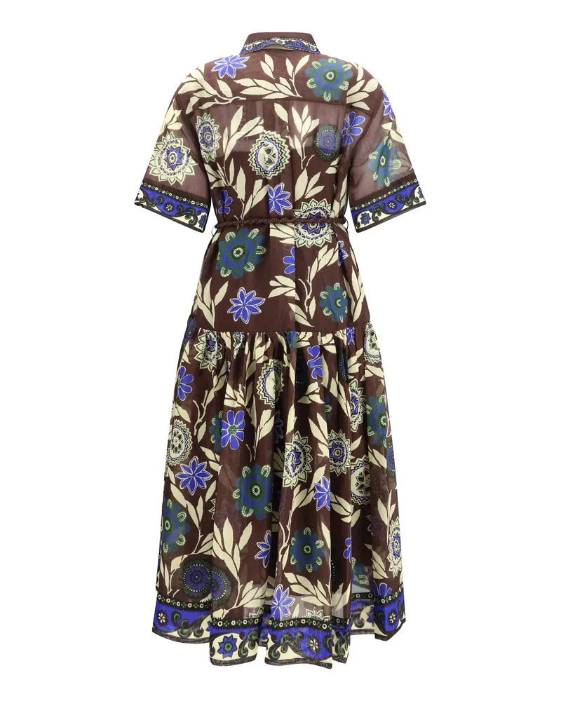 ALEMAIS Women's Jasper Shirtdress Chocolate Cotton; Silk Dress Chocolate