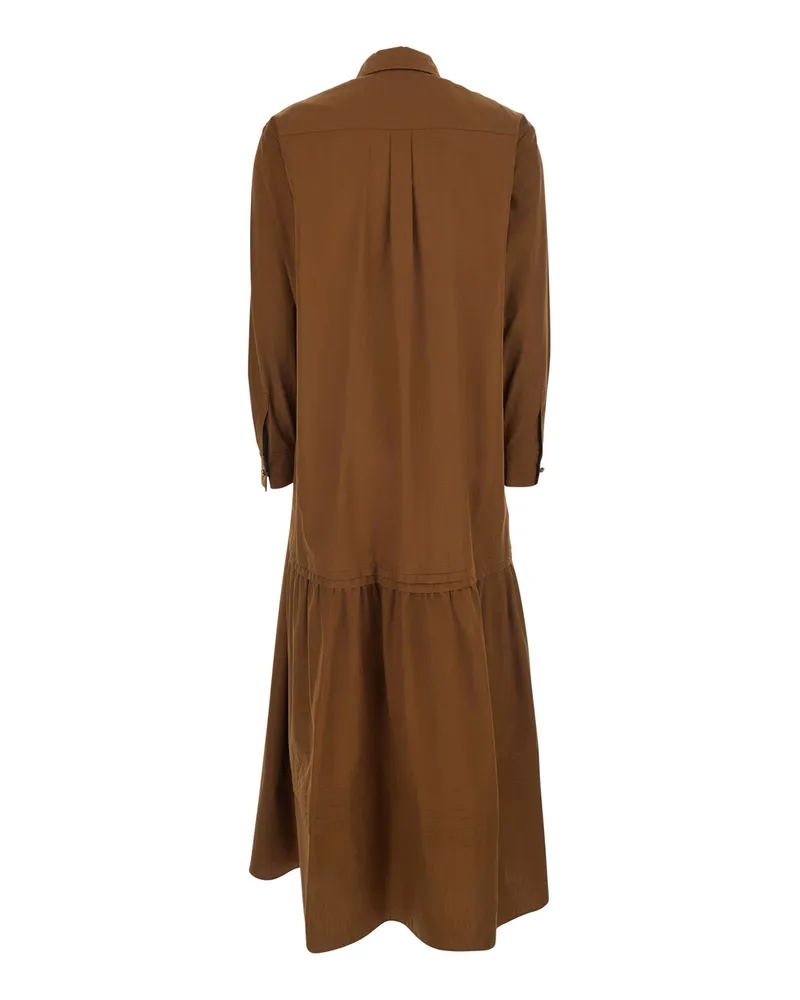 Max Mara Women's Long Dress Lecito Brown Cotton Brown