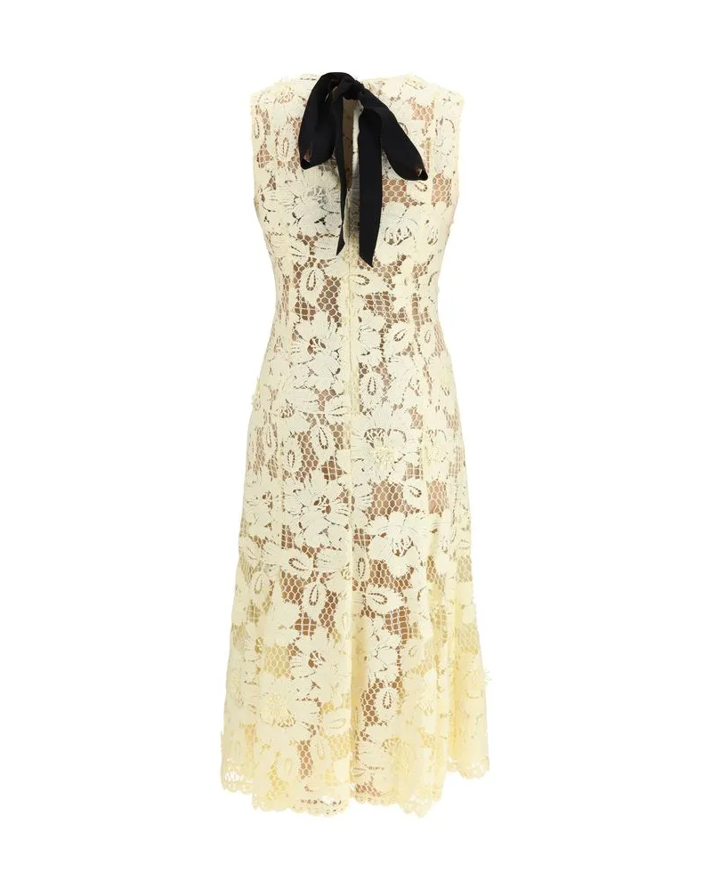 Self-Portrait Women's Bicolor Polyester Casual Dress Yellow