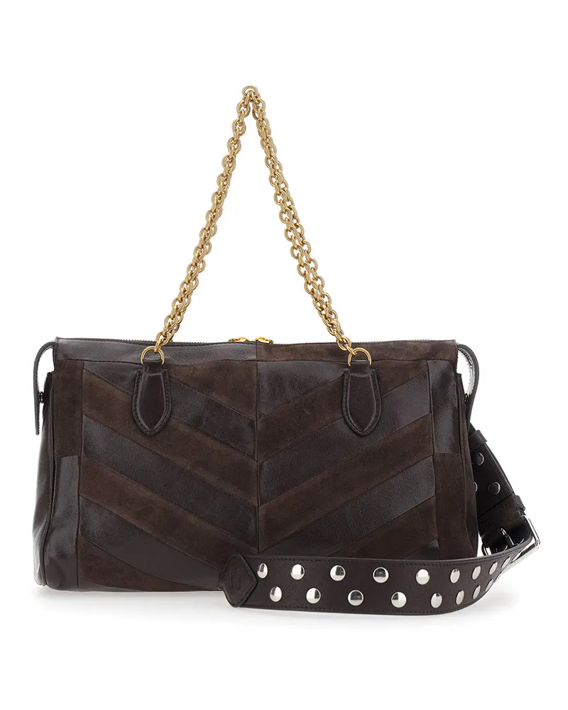 Valentino Garavani Women's Shoulder Bag Panthea Medium Brown Leather Lambskin Brown
