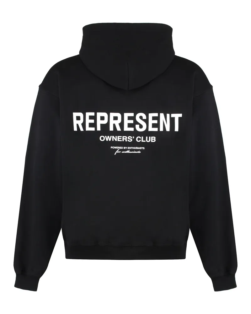 REPRESENT Full-Zip Cotton Hoodie — Black Black