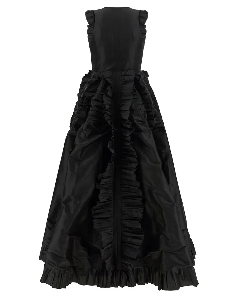 Giovanni Bedin Ruffle Train Dress — Black Black