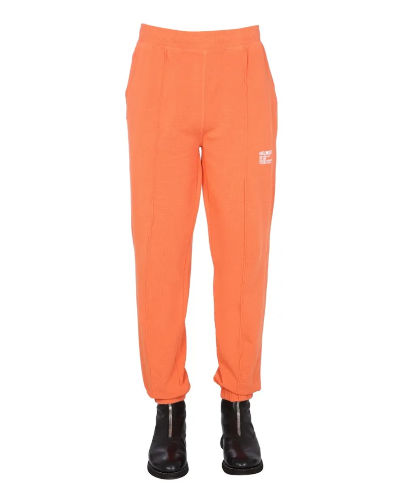 Helmut Lang Knitted Cotton Jogging Pants — Orange Orange