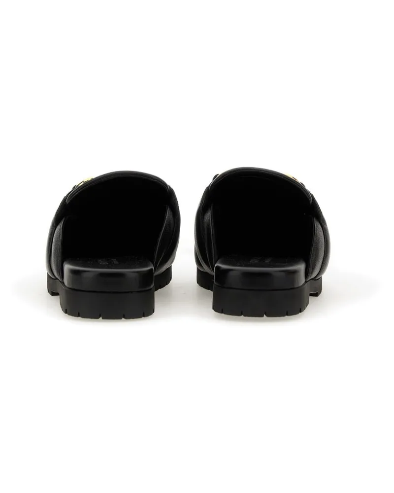 Gucci Clamp-Detail Leather Sabot — Black Black