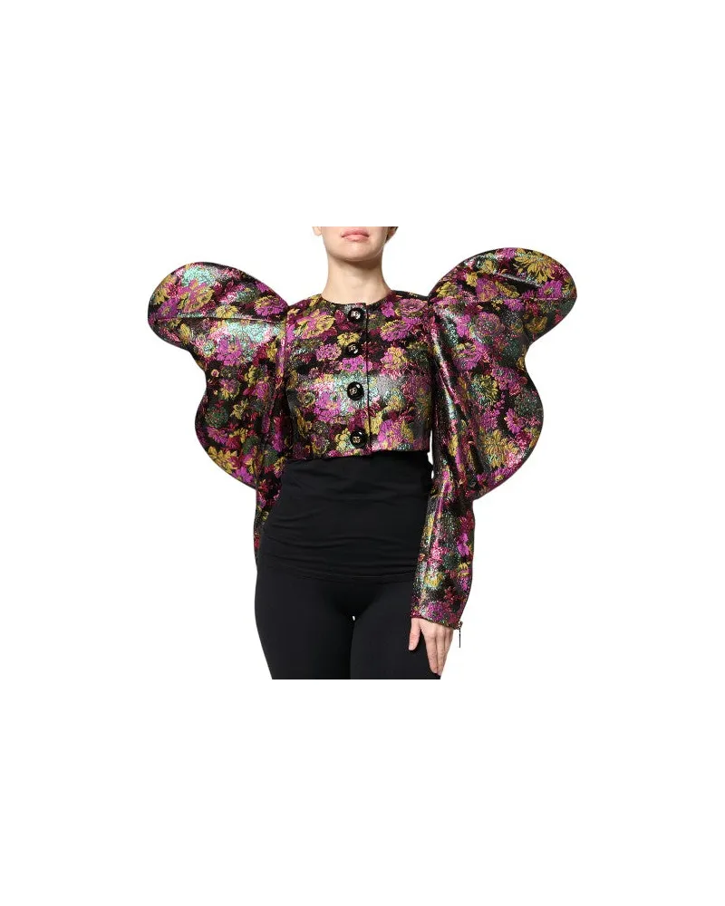 Dolce & Gabbana Women Multicolor Floral Jacquard Cropped Jacket Clothing Multicolor