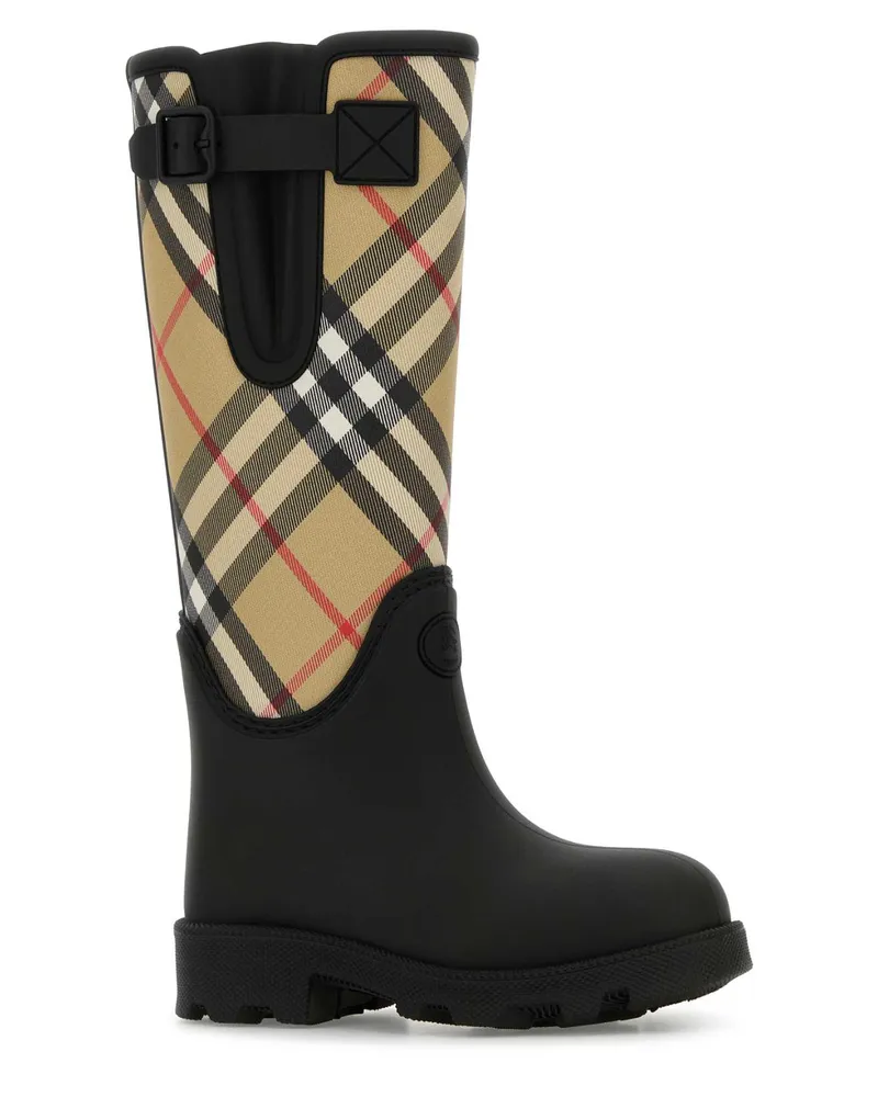 Burberry Women's Printed Rubber Marsh Stamp Boots Black Stivali Black