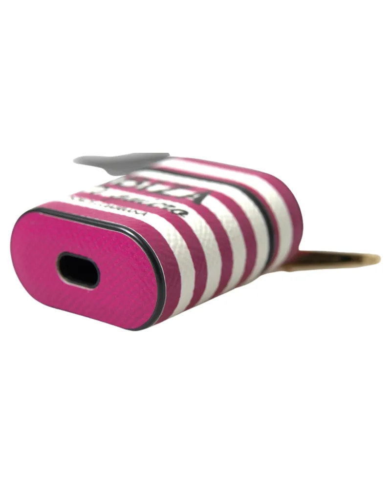 Dolce & Gabbana Women's Fuchsia Dauphine Leather Logo Airpods Case Accessory Pink