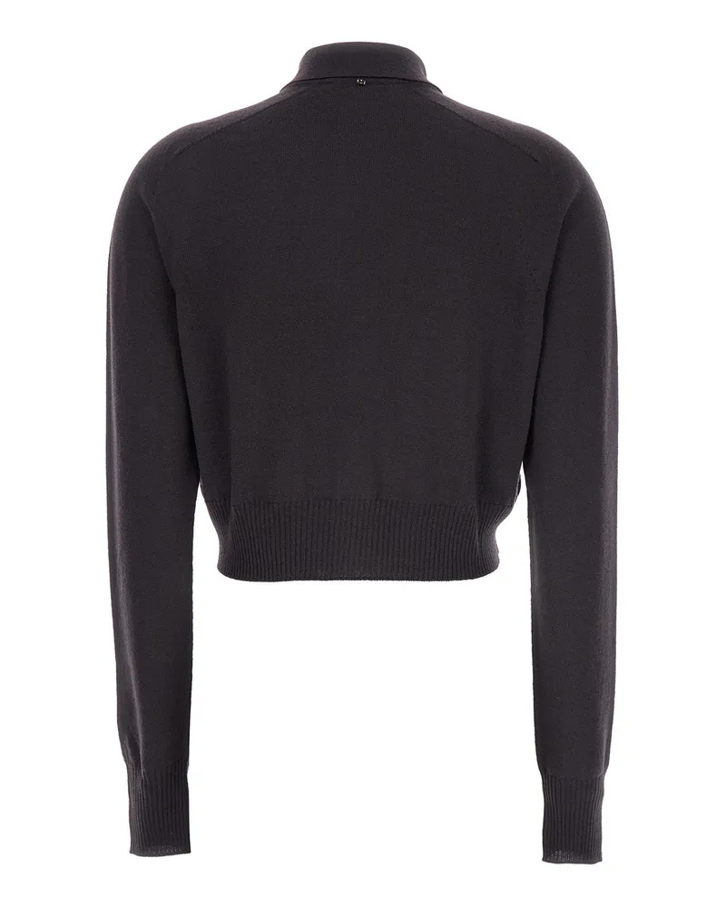 SPORTMAX Women Black Cropped Cardigan With Button Down Collar Virgin Wool Tops Top Black