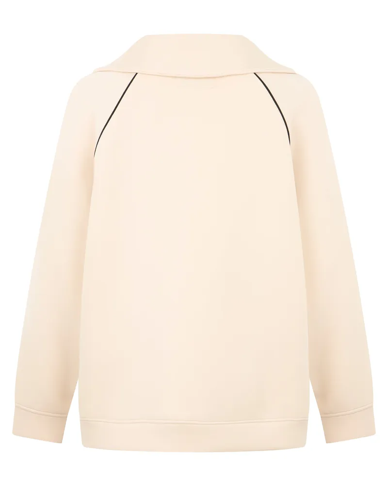 Max Mara Women's Zip-Up Hoodie Cream Modal Sweatshirts Sweater Cream