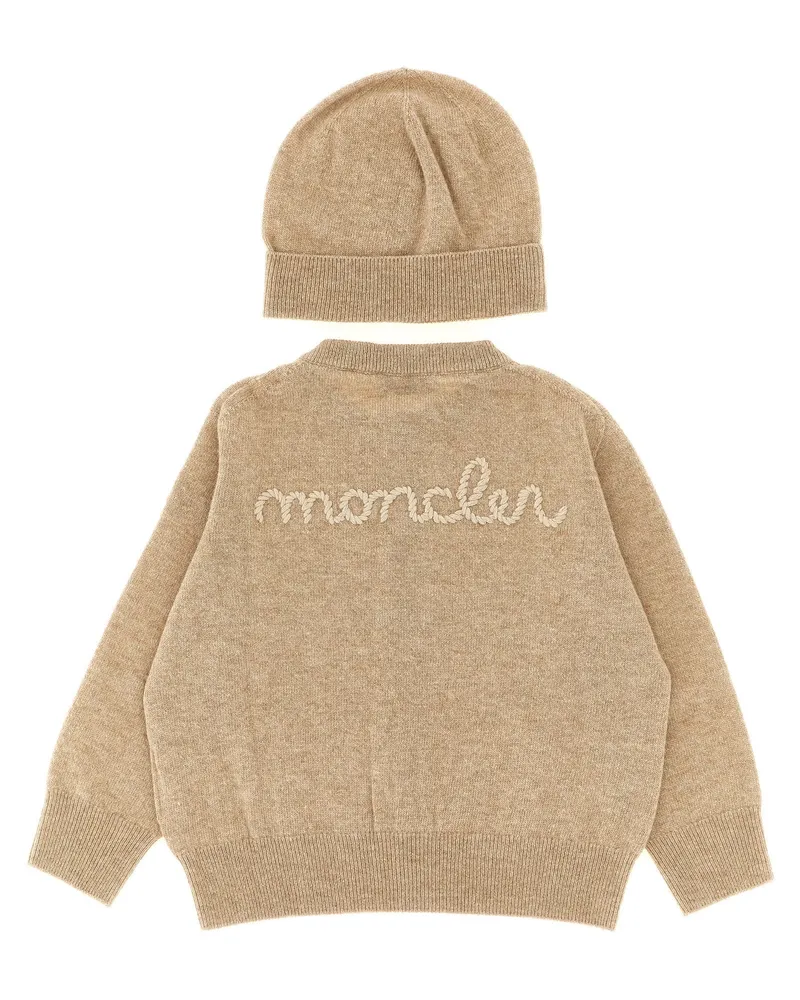 Moncler Virgin Wool and Cashmere Blend Cardigan — Beige Beige