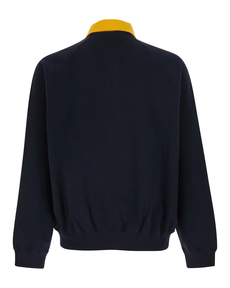 Versace Men's Hoodie With Fixed Hood Blue Cotton Sweatshirts Sweater Navy