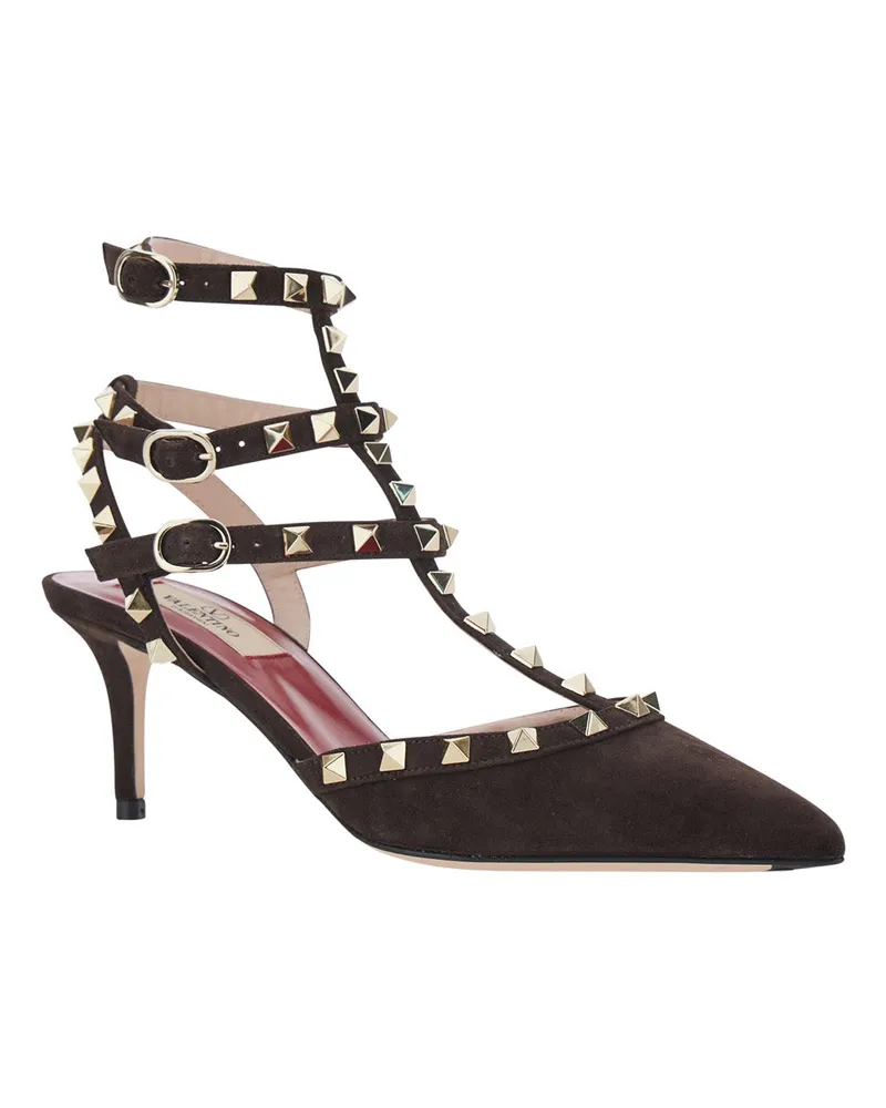Valentino Garavani Women's Pumps Rockstud Suede Brown Brown