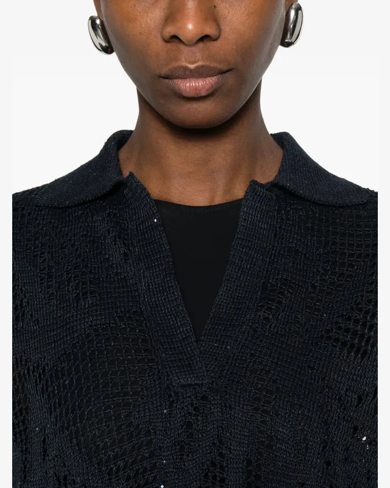 Brunello Cucinelli Women V-Neck Open-Knit Sweater Ss26 W Black