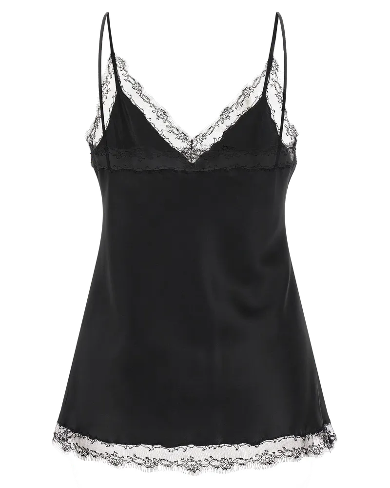 Ermanno Scervino Silk Lace Trim Tank Top — Black Black