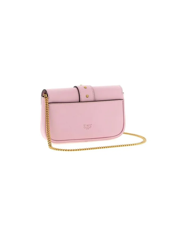 Pinko Leather Crossbody Bag — Pink Pink