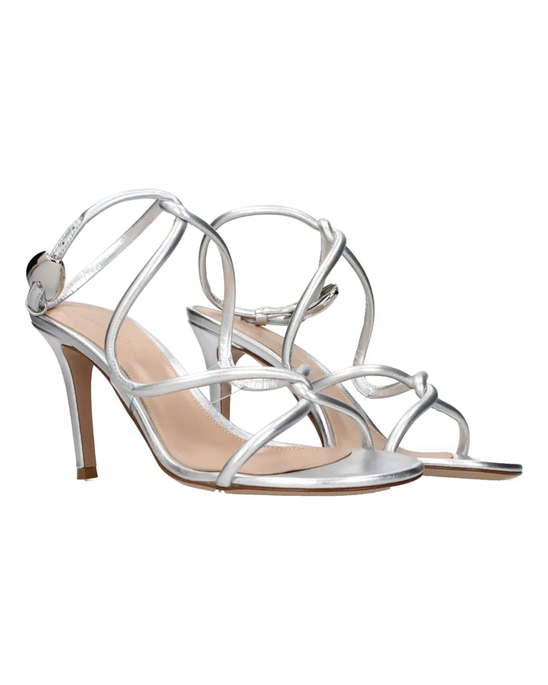 Gianvito Rossi Leather Stiletto Sandal — Silver Silver