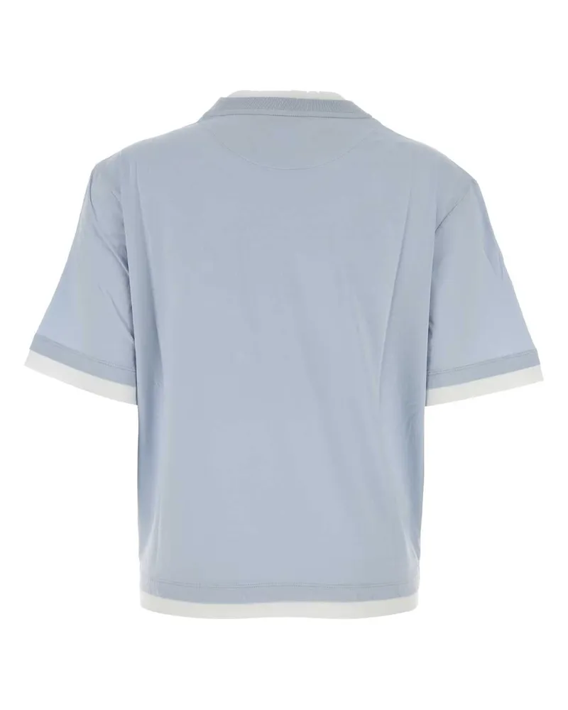 Prada Women's Crew-Neck Cotton T-Shirt Blue Blue