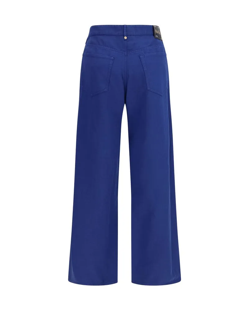 Max Mara Women's Blue Cotton Casual Pants Blue