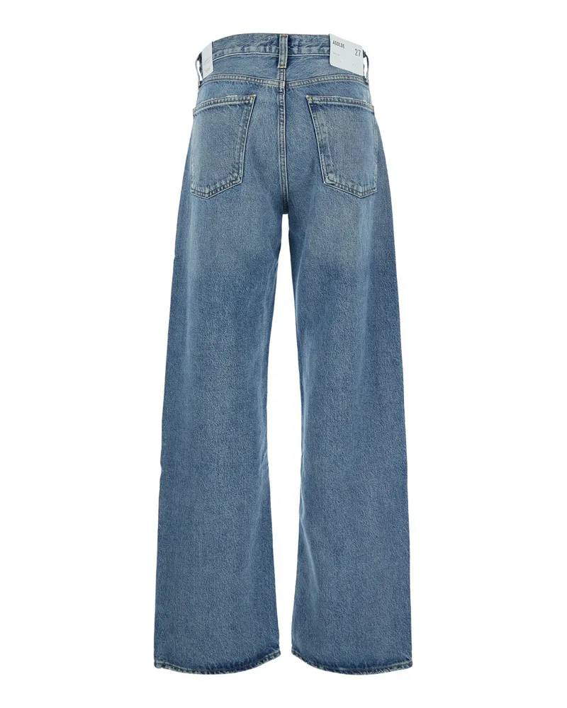 AGOLDE Women's Jeans Asymmetrical Wide-Leg Blue Denim Regenerative Cotton Blue