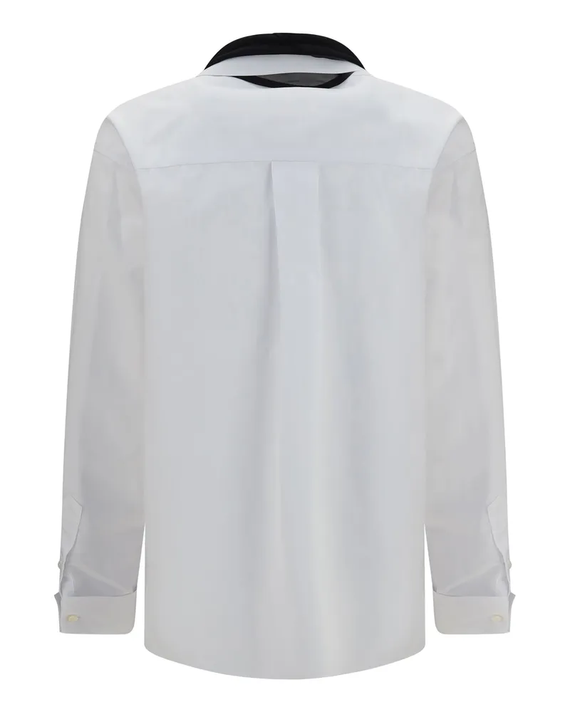 Sacai Women's Shirt Scarf Cotton Poplin Off White Polyester White
