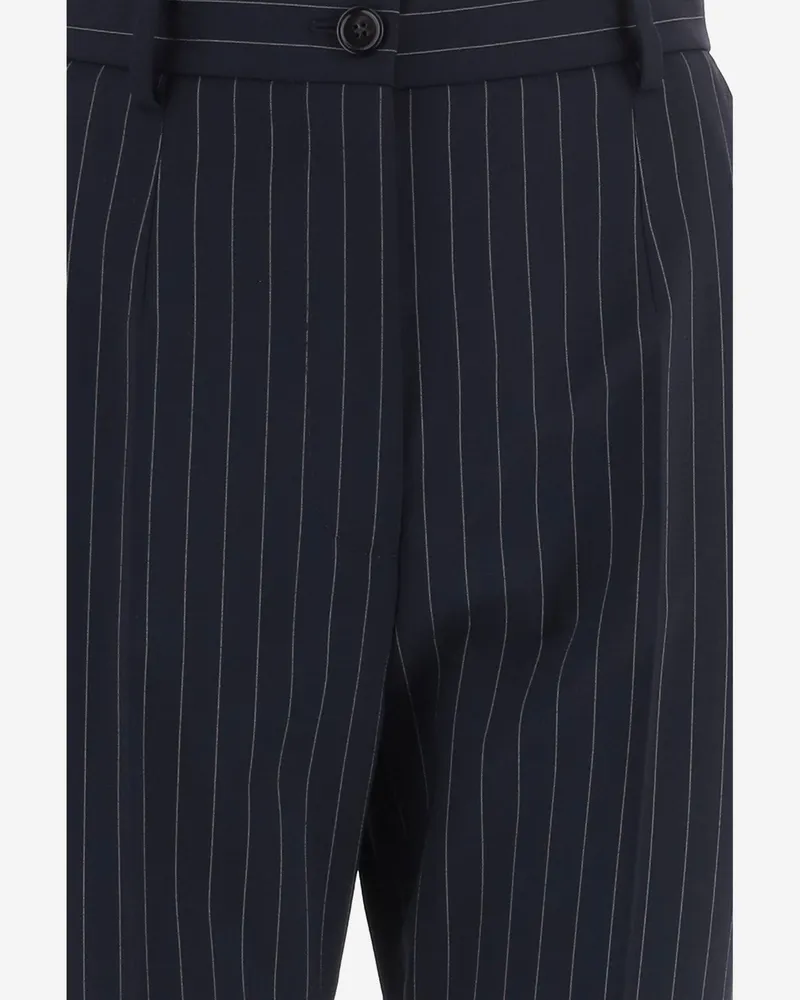 Dolce & Gabbana Striped Virgin Wool Trousers — Black Black