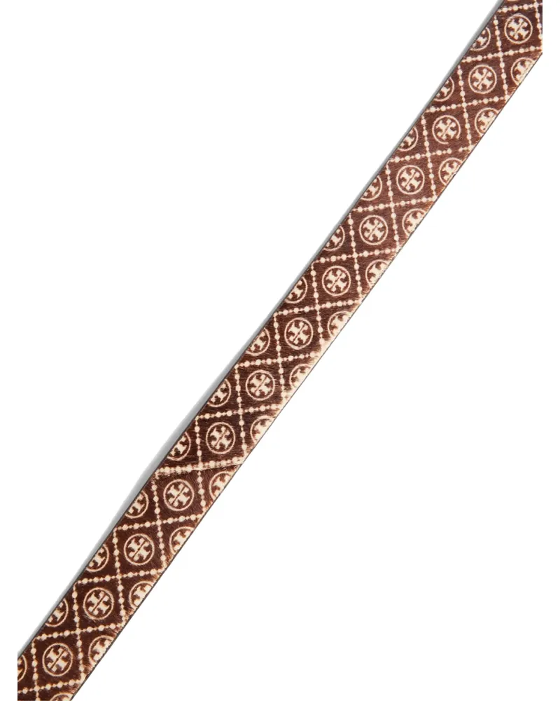 Tory Burch Women T Monogram Haircalf Belt Brown Accessories Brown