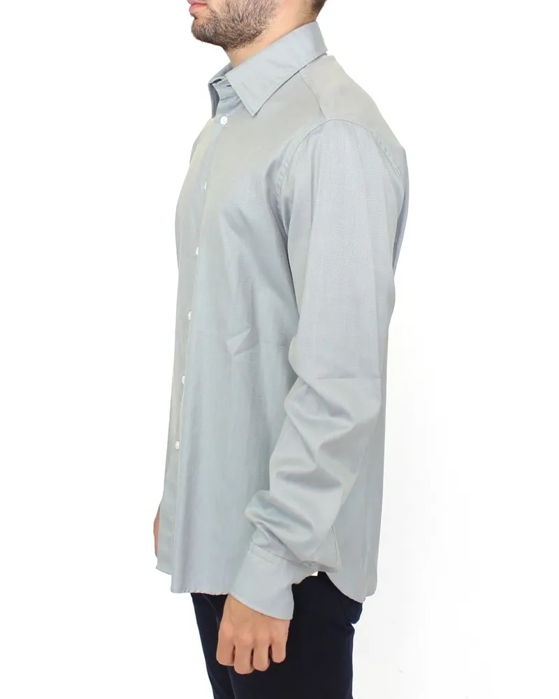 Ermanno Scervino Men's Gray Cotton Long Sleeve Casual Shirt Top Gray