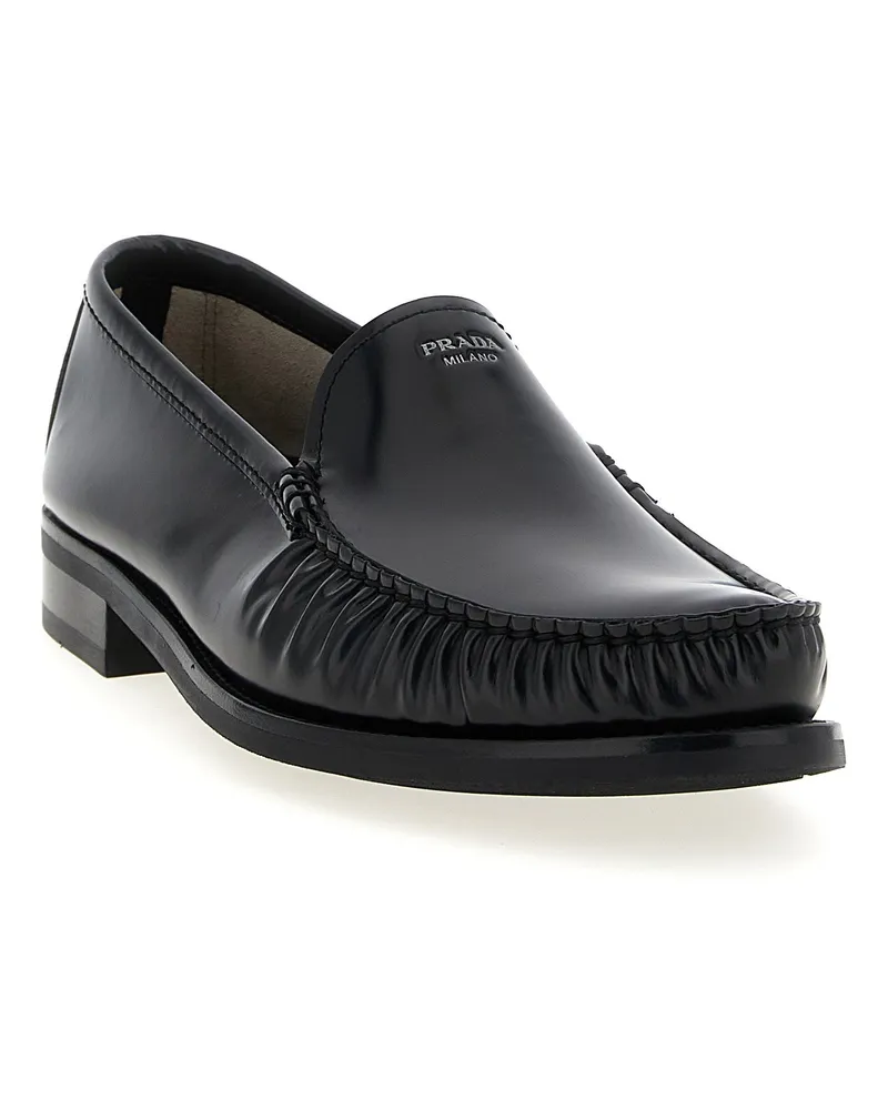 Prada Brushed Leather Loafer — Black Black