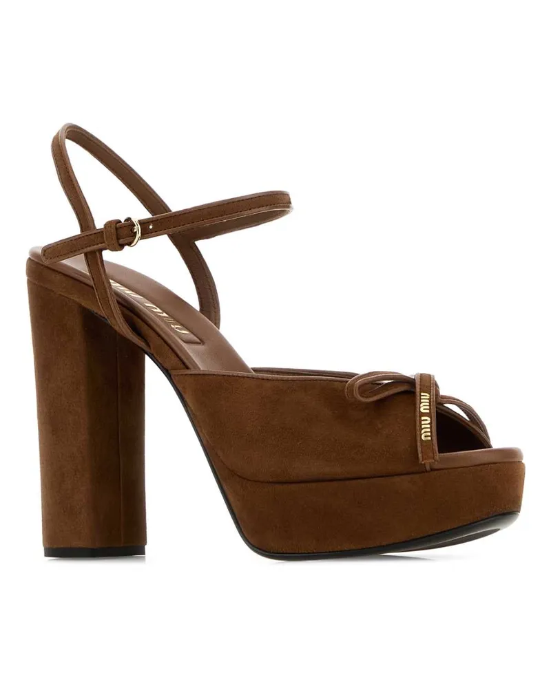 Miu Miu Women's Brown Suede Sandals Rovere Sandali Brown