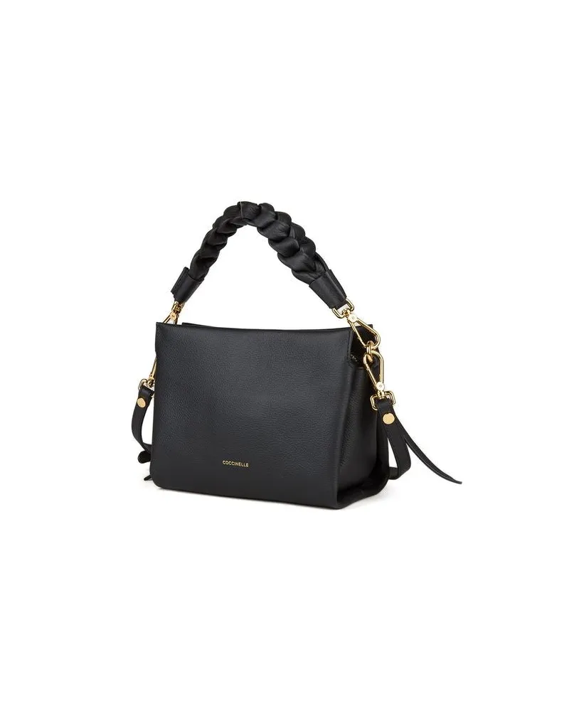 Coccinelle Women's Mini Top Handle Bag Black-Cognac Bovine Leather - Top-Handle-Bags Black/cognac Black