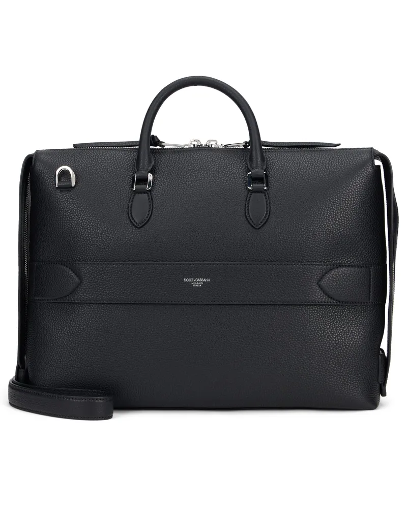 Dolce & Gabbana Men's Leather Handbag Black Cow Hide Laptop Bags & Briefcases Black