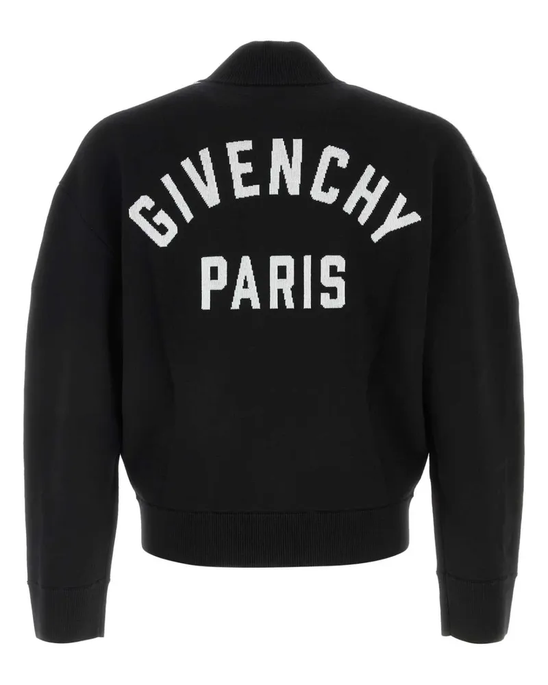 Givenchy Men's Black Stretch Wool Blend Cardigan Blackwhite Maglieria Black