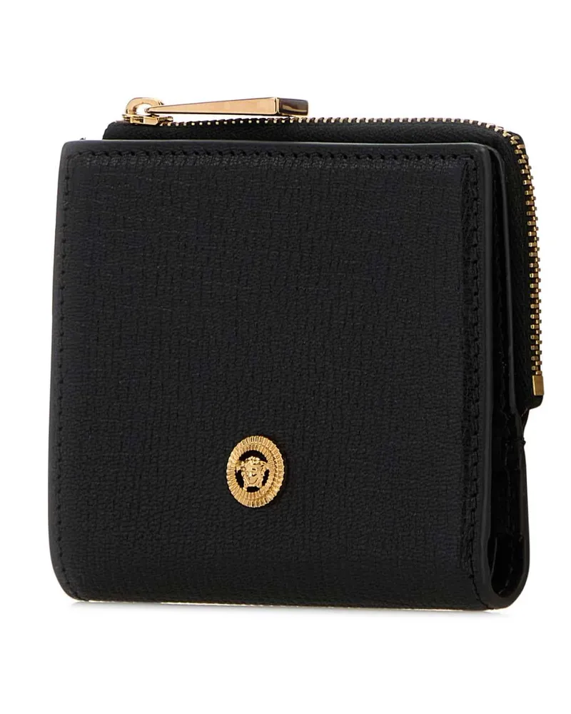 Versace Men's Black Leather Wallet Blackgold Portafogli Black