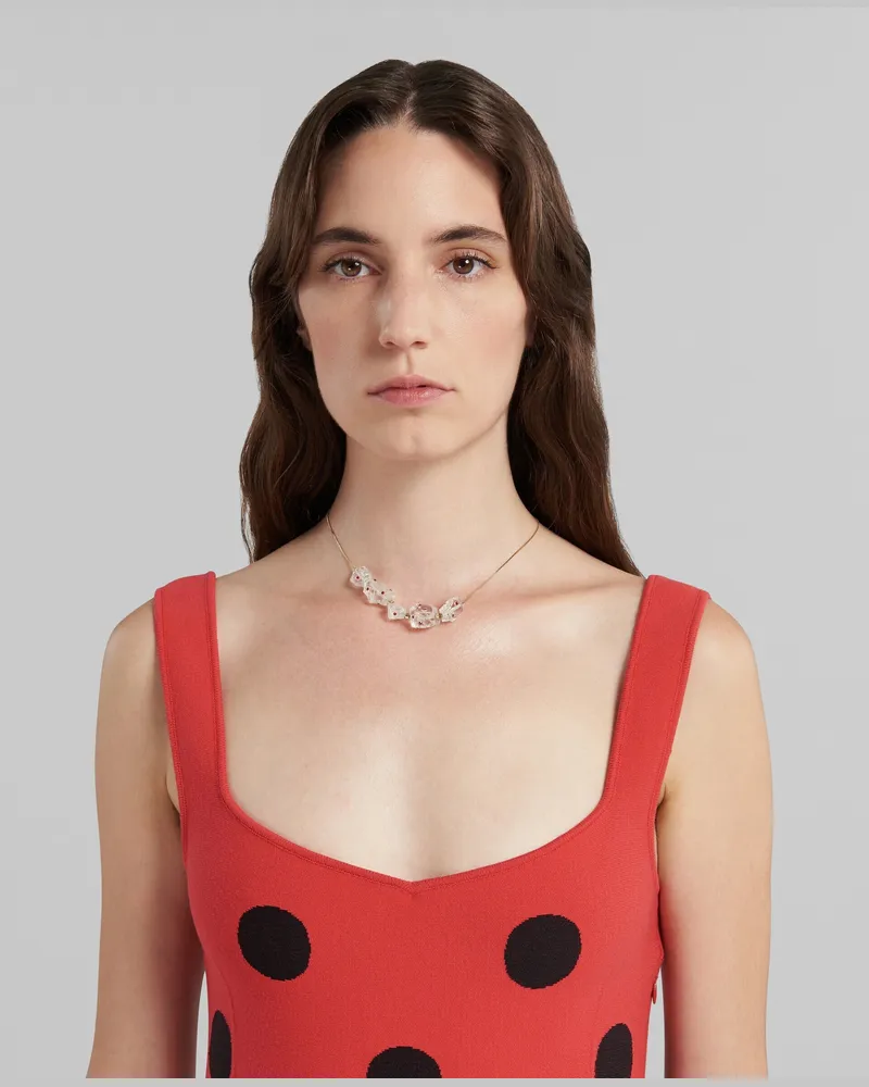 Marni Womens Gold Chain Necklace With Glass Beads Bijoux Gold
