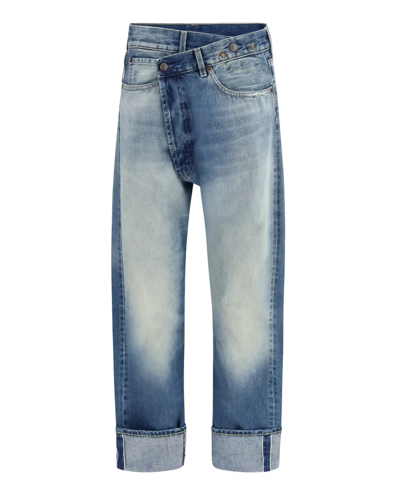 R13 Women's Straight-Leg Jeans Abyss Selvedge Blue Cotton Blue
