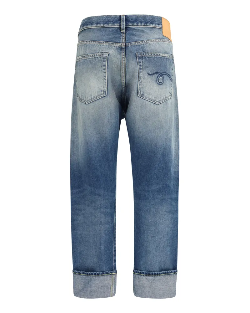 R13 Women's Straight-Leg Jeans Abyss Selvedge Blue Cotton Blue