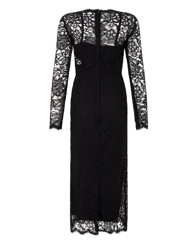 Dolce & Gabbana Lace Long-Sleeve Dress — Black Black