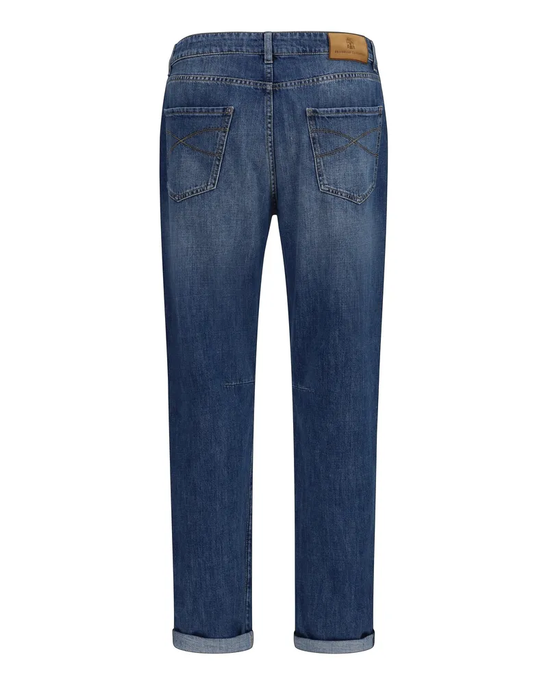 Brunello Cucinelli Men's Jeans Straight Five-Pocket Medium Denim Upper: Cotton Trousers Blue