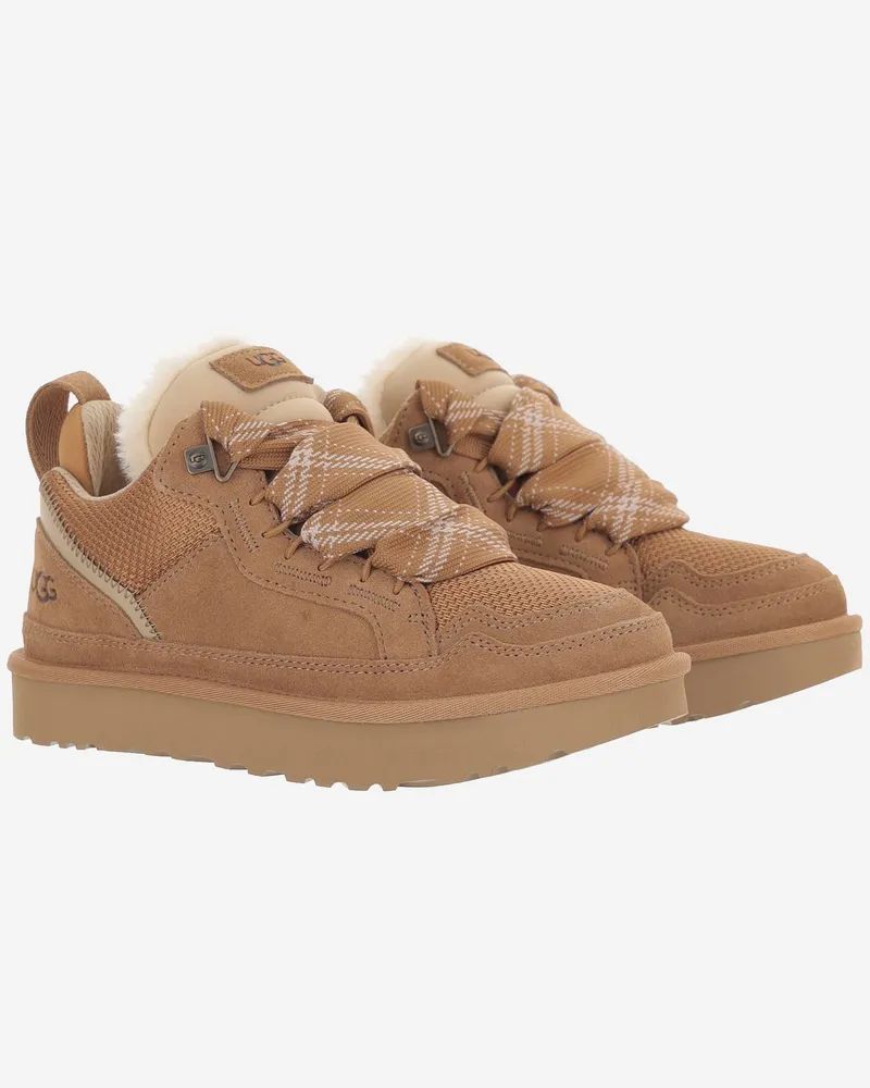 UGG Women's Sneakers Lowmel Leather Beige Wool Trainers Beige