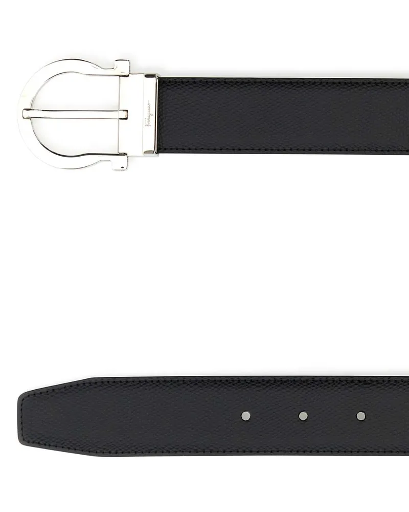 Ferragamo Men's Gancio Belt Black Leather Black