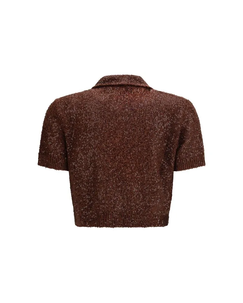 Brunello Cucinelli Women's Bordeaux Linen Pattern Shirt Brown