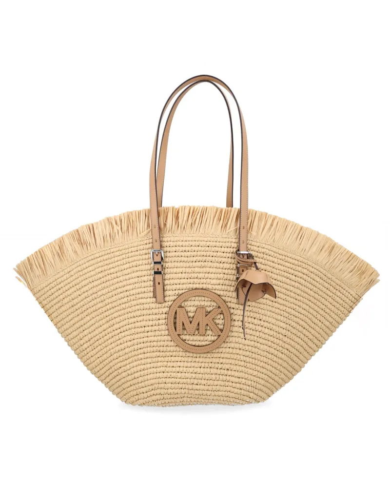 Michael Kors Women's Tote Bag Lg Fan Beige Polypropylene Shoulder Beige