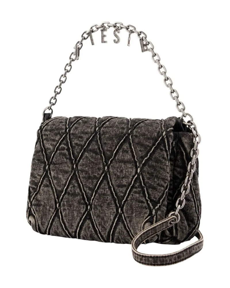 Diesel Women's Charm D Medium Shoulder Bag -  Cotton Black Shoulder-Hobo-Bags Black