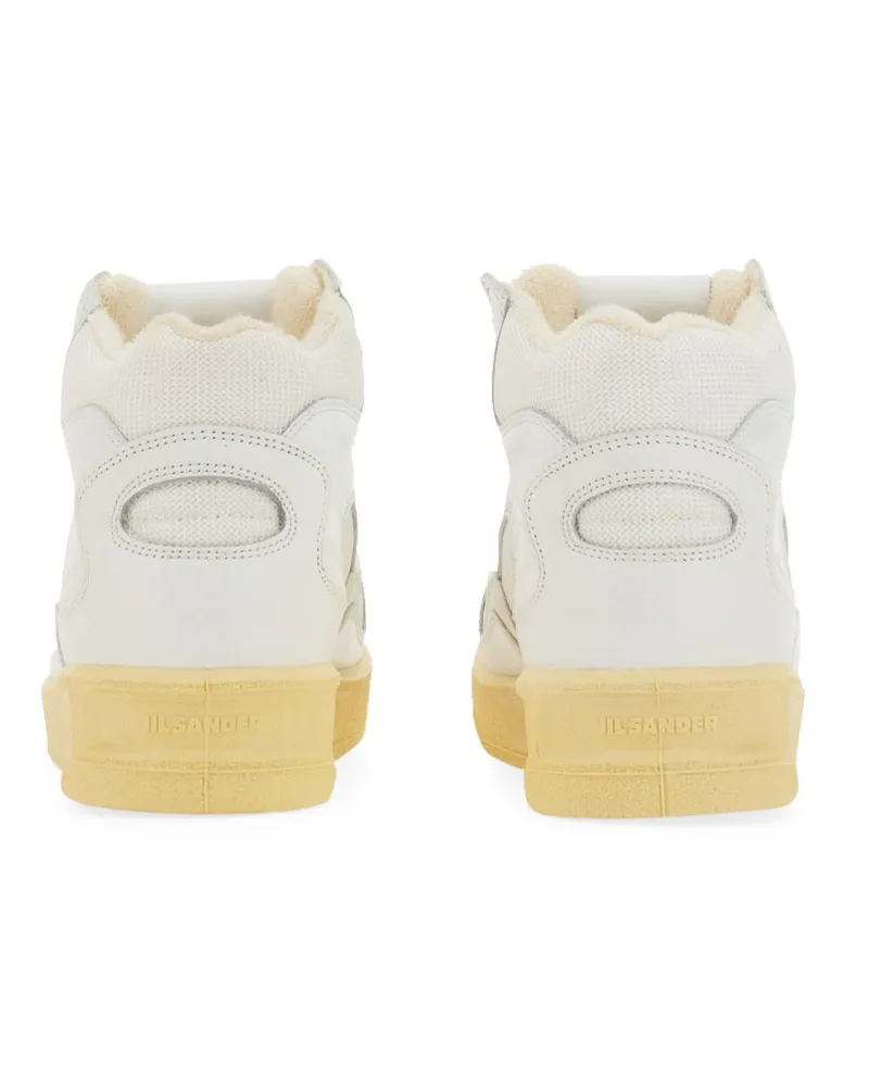 Jil Sander Leather High-Top Sneakers — White White