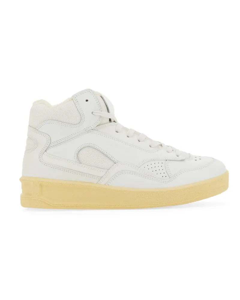 Jil Sander Leather High-Top Sneakers — White White