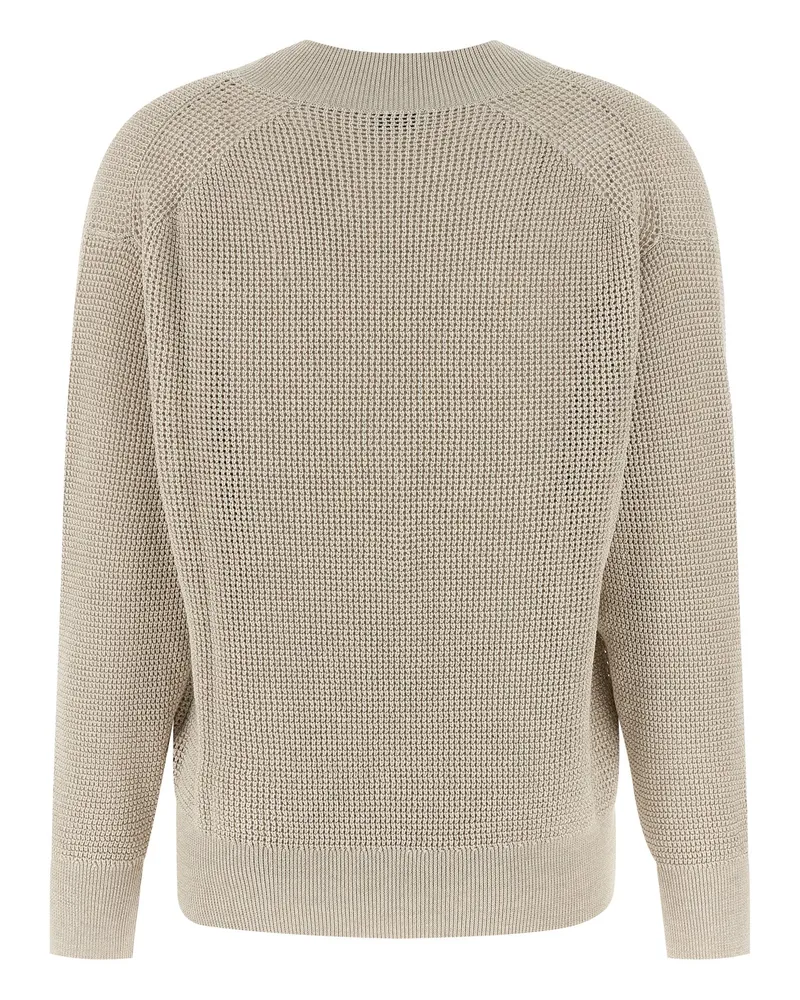Brunello Cucinelli Openwork Cotton Blend Sweater — Beige Beige