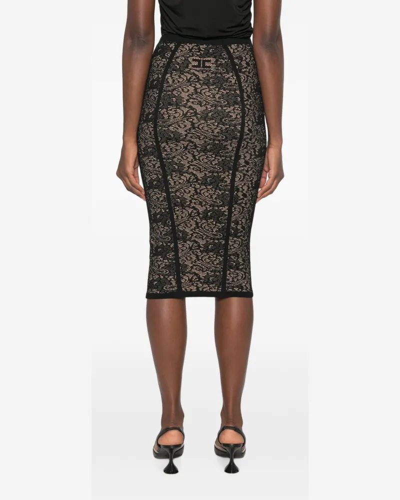 Elisabetta Franchi Lace Knit Skirt — Black Black
